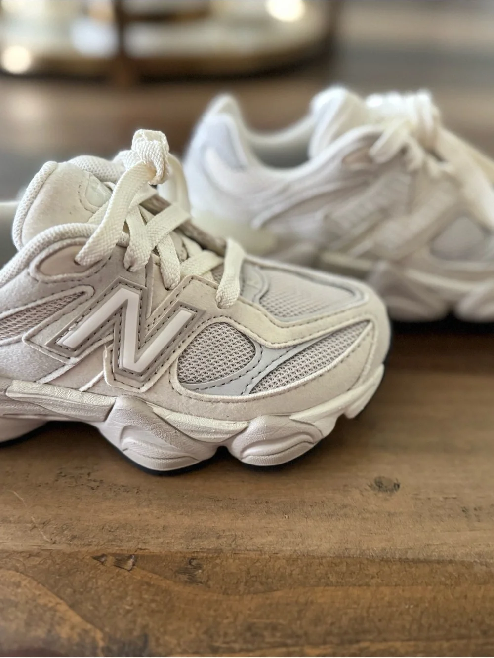 New Balance Toddler Cream/Tan Mesh Suede Chunky Sneaker